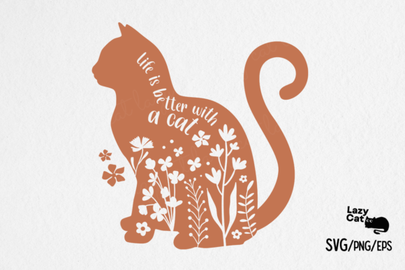 Cat Flower Quote SVG Design for Crafts and Graphics