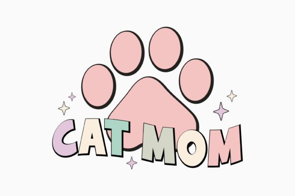 Cat Mom Retro Quote SVG for Crafts and Graphics