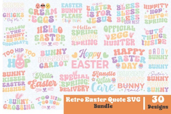Retro Easter Quote SVG Bundle for Crafts and Graphics